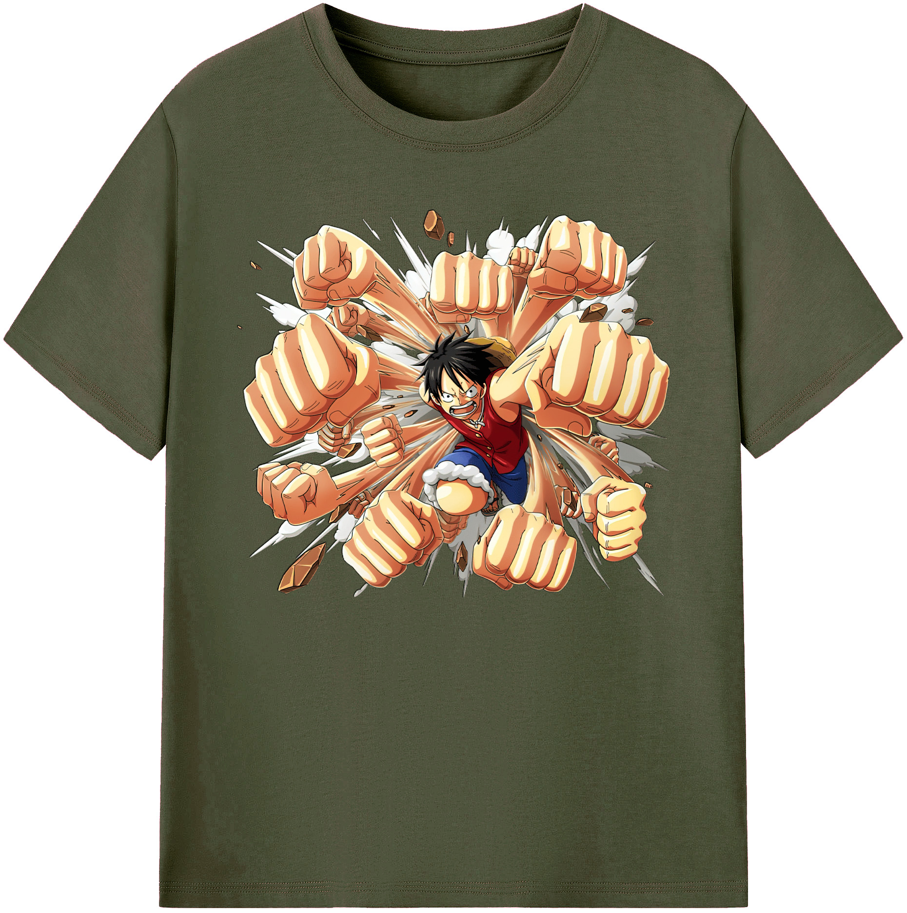 ワンピース モンキー・D・ルフィ ONE PIECE Monkey D. Luffy 綿100％ メンズ半袖Tシャツ｜肌触りやわらか＆通気性